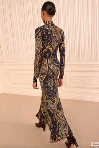 Ulla Johnson Dress Ida Long Sleeve Jersey Dress, Twilight Paisley Soho-Boutique
