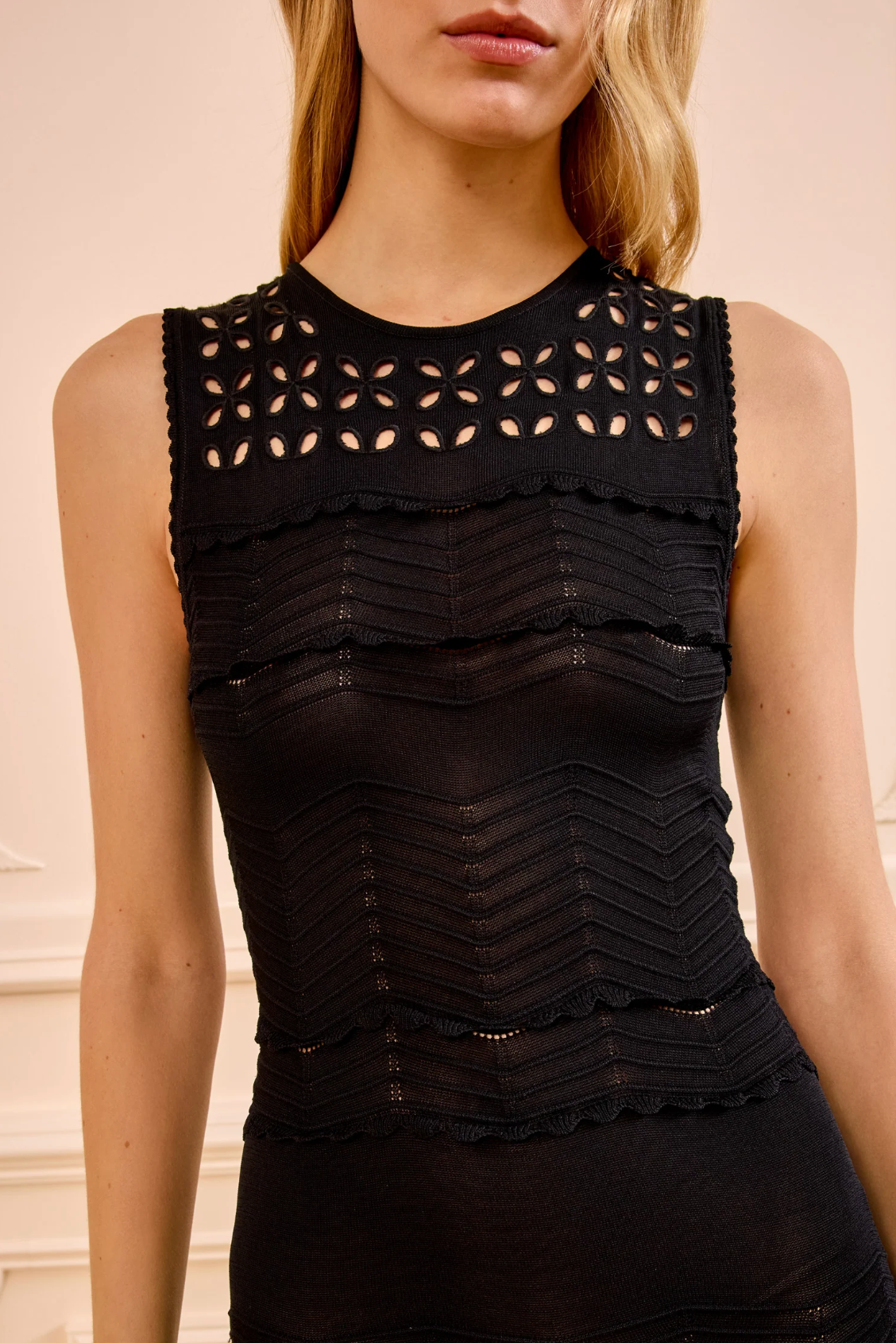 Ulla Johnson Dress Lakshmi Eyelet Knit Dress, Noir Soho-Boutique