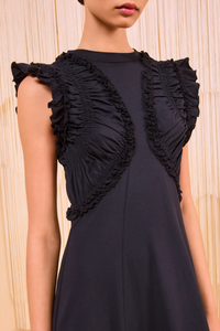 Ulla Johnson Dress Shiva Sleeveless Ruffled Midi Dress, Noir Soho-Boutique