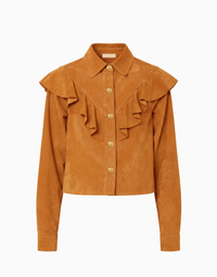 Ulla Johnson Jacket Matilde Ruffle suede Jacket, Cognac Soho-Boutique