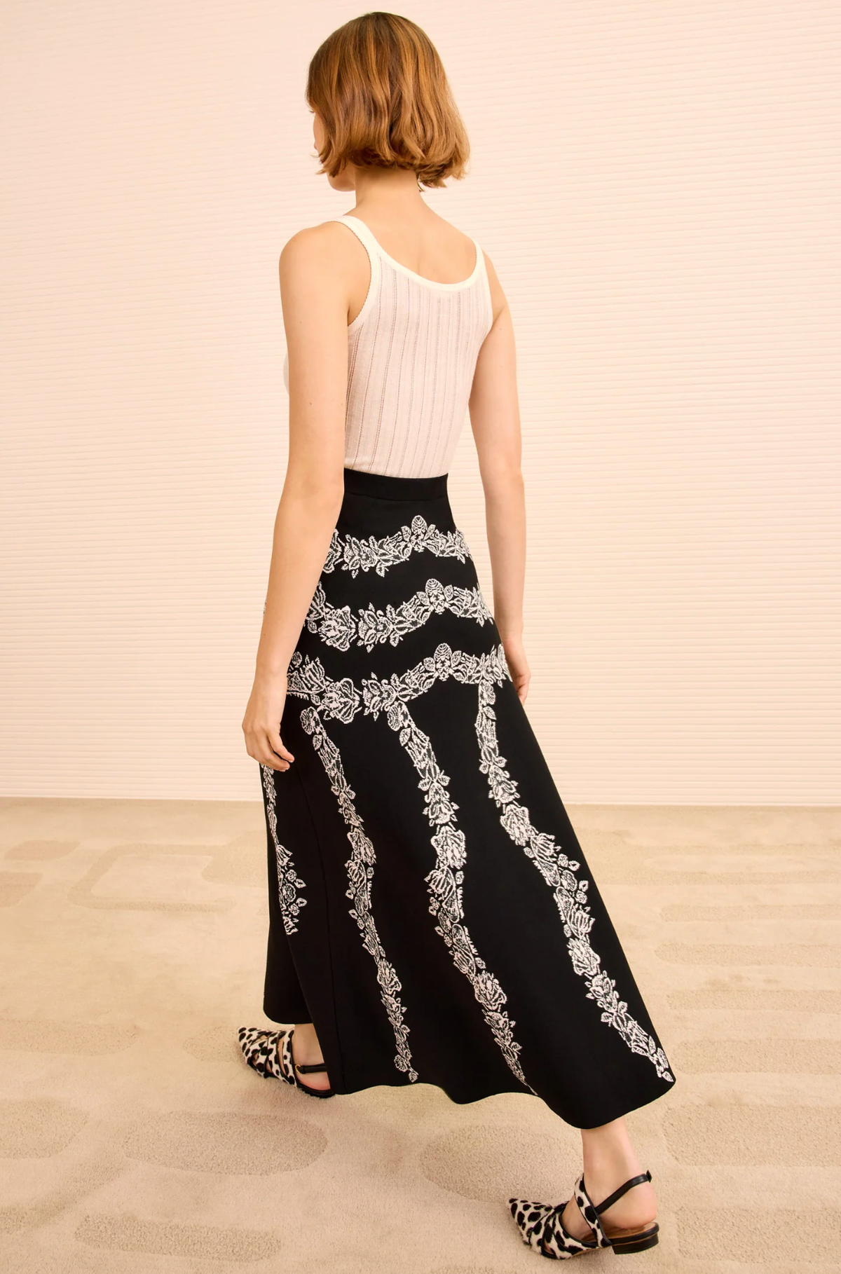 Ulla Johnson Skirt Valencia Jacquard Midi Skirt, Noir Soho-Boutique