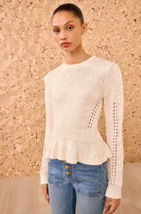 Ulla Johnson Sweater Aurelie Peplum Pullover, Cowrie Soho-Boutique