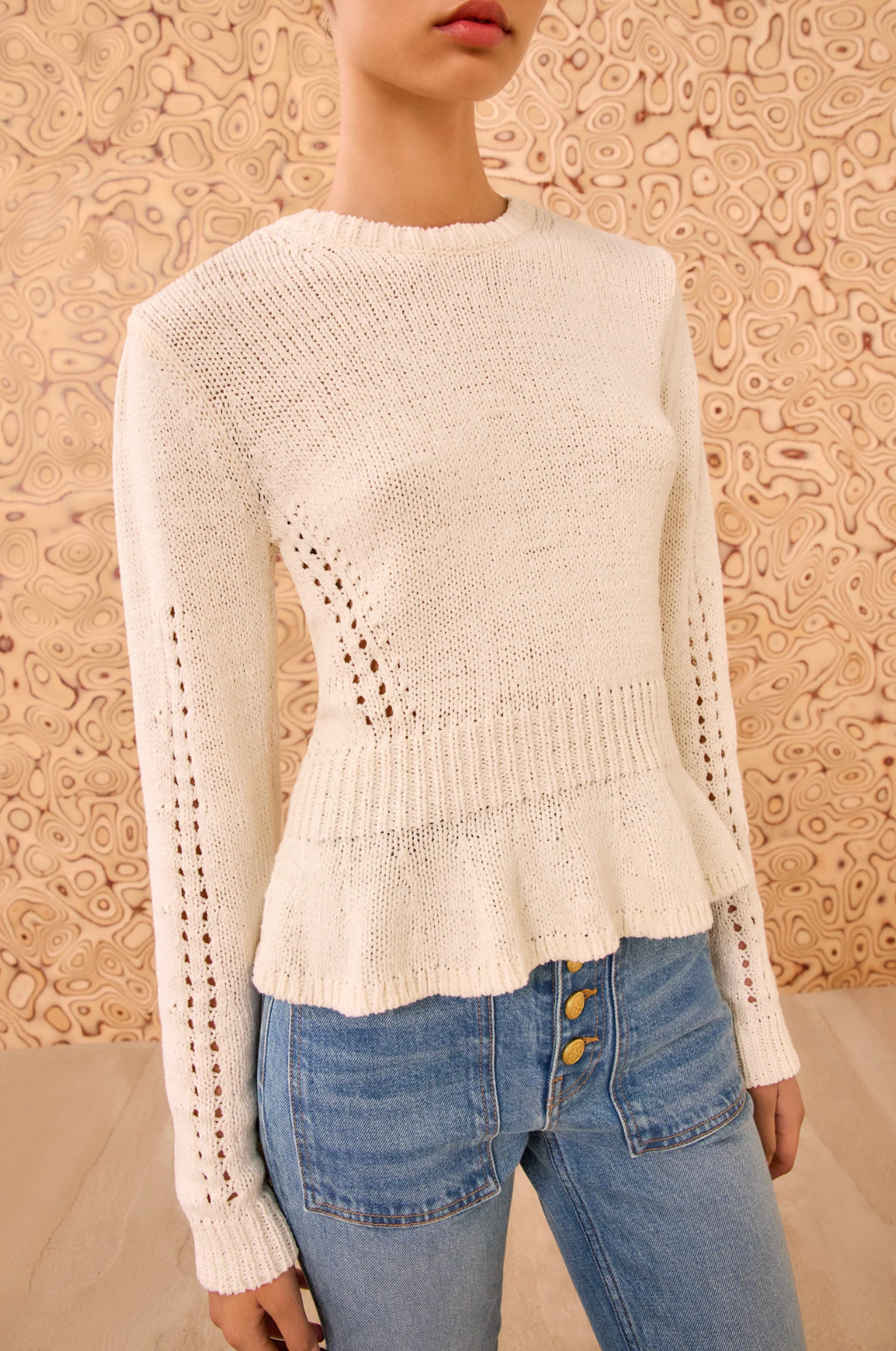 Ulla Johnson Sweater Aurelie Peplum Pullover, Cowrie Soho-Boutique