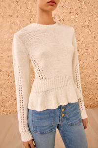 Ulla Johnson Sweater Aurelie Peplum Pullover, Cowrie Soho-Boutique