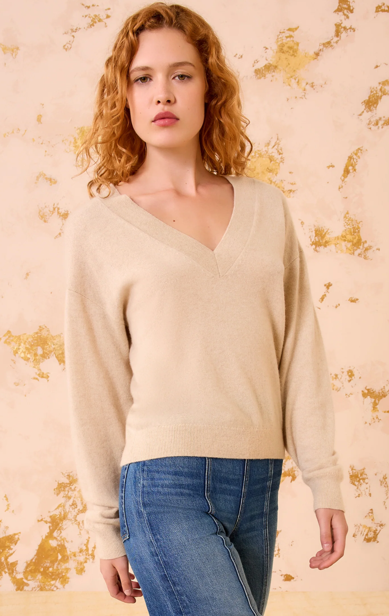 Ulla Johnson Sweater Ryla Cashmere V-Neck Pullover, Melange Soho-Boutique