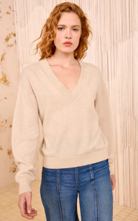 Ulla Johnson Sweater Ryla Cashmere V-Neck Pullover, Melange Soho-Boutique