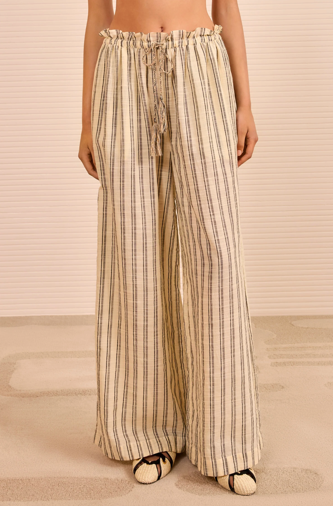 Ulla Johnson Swim Josephine Striped Coverup Pant, Cowrie Stripe Soho-Boutique
