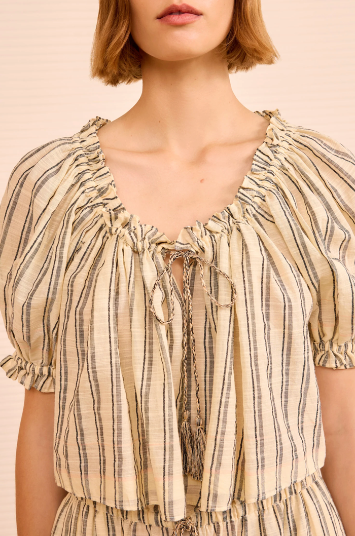 Ulla Johnson Swim Paros Striped Coverup Top, Cowrie Stripe Soho-Boutique