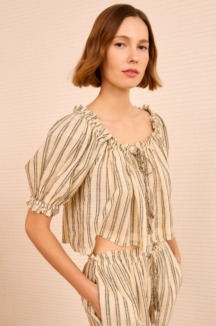 Ulla Johnson Swim Paros Striped Coverup Top, Cowrie Stripe Soho-Boutique