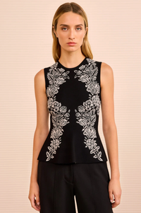 Ulla Johnson Tank Vanna Jacquard Tank, Noir Soho-Boutique