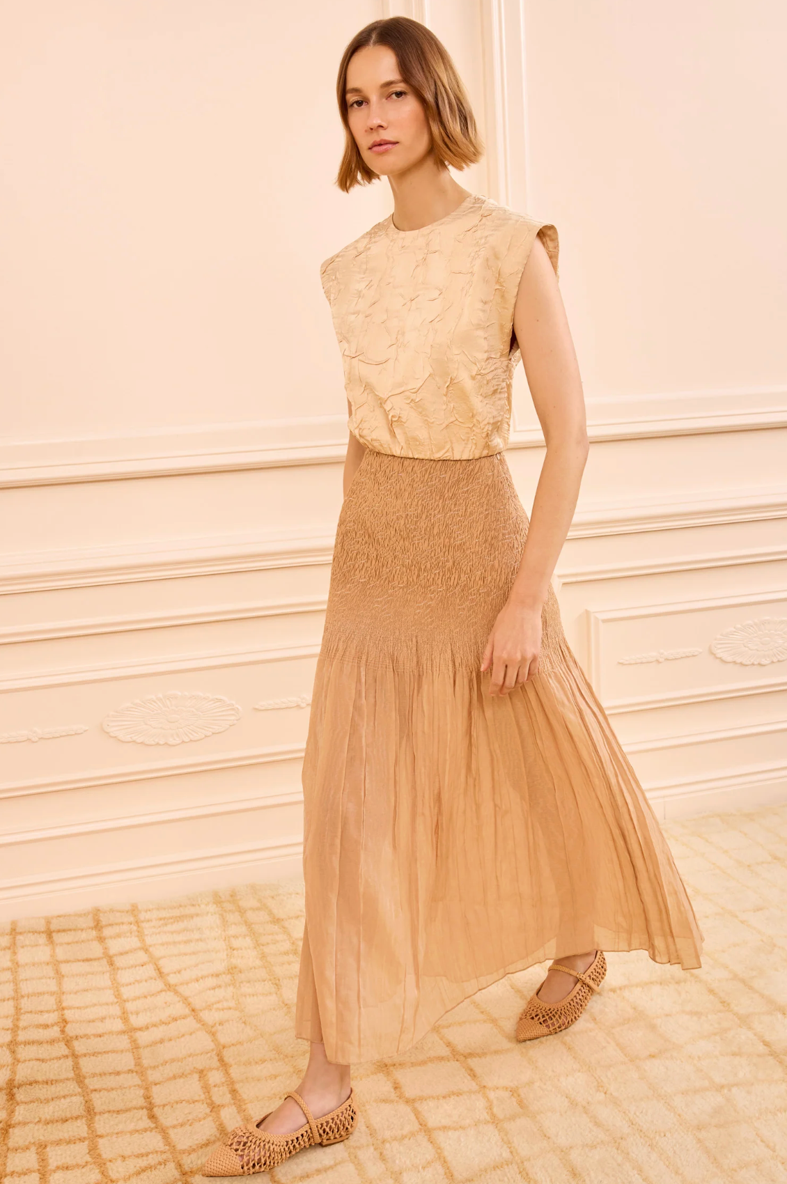 Ulla Johnson Top Gisella Satin Crop Top, Driftwood Soho-Boutique