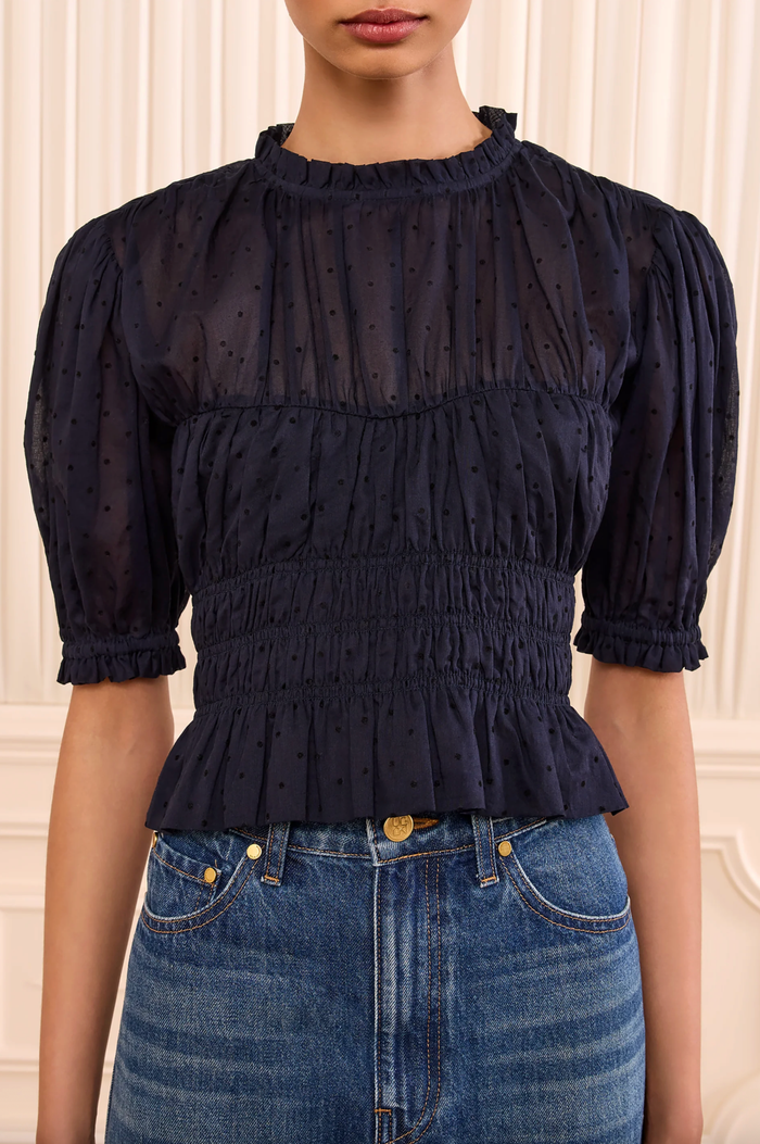 Ulla Johnson Top Rae Short Sleeve Cotton Top, Nightfall Soho-Boutique