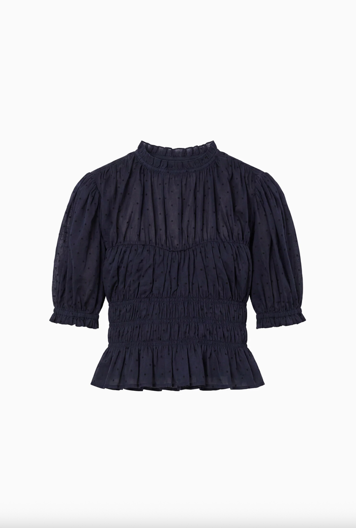 Ulla Johnson Top Rae Short Sleeve Cotton Top, Nightfall Soho-Boutique