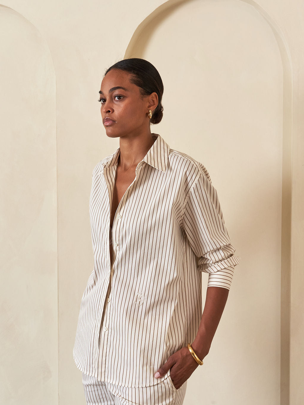 Wyeth Blouse Birch Button-up, Cream/Copper Soho-Boutique