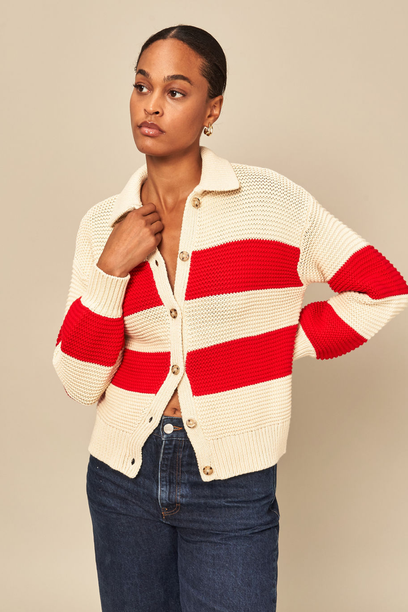 Wyeth Sweater Charlotte Sweater, Cream/Red Soho-Boutique