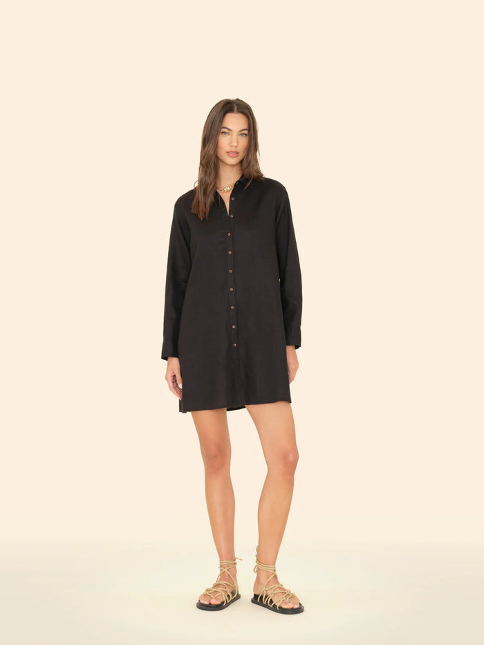 Xirena Dress Bobby Dress, Black Linen Soho-Boutique