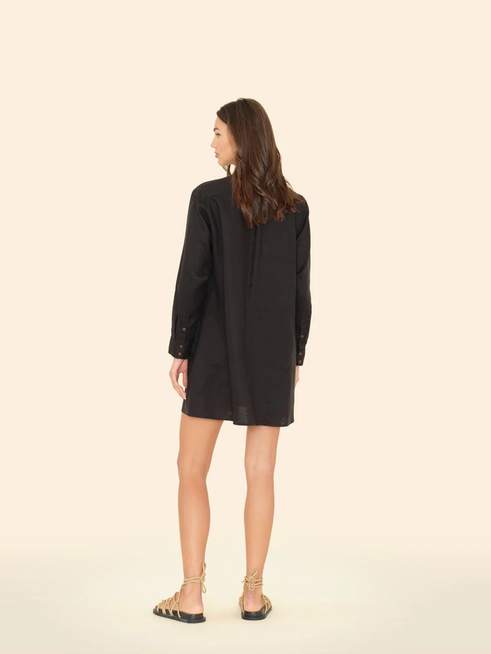 Xirena Dress Bobby Dress, Black Linen Soho-Boutique