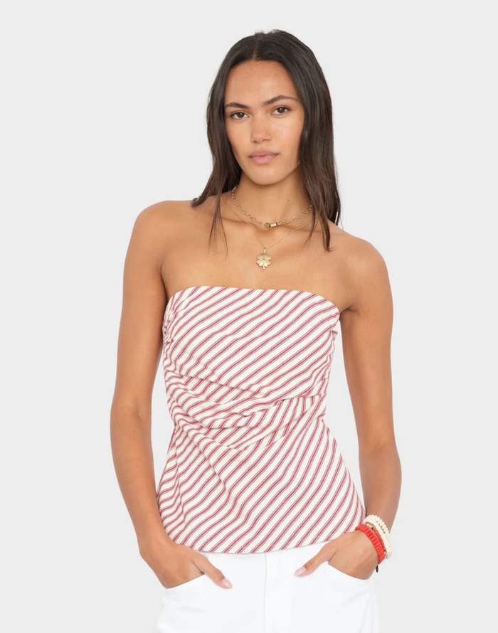 Xirena Top Nora Top, Red Clay Stripe Soho-Boutique