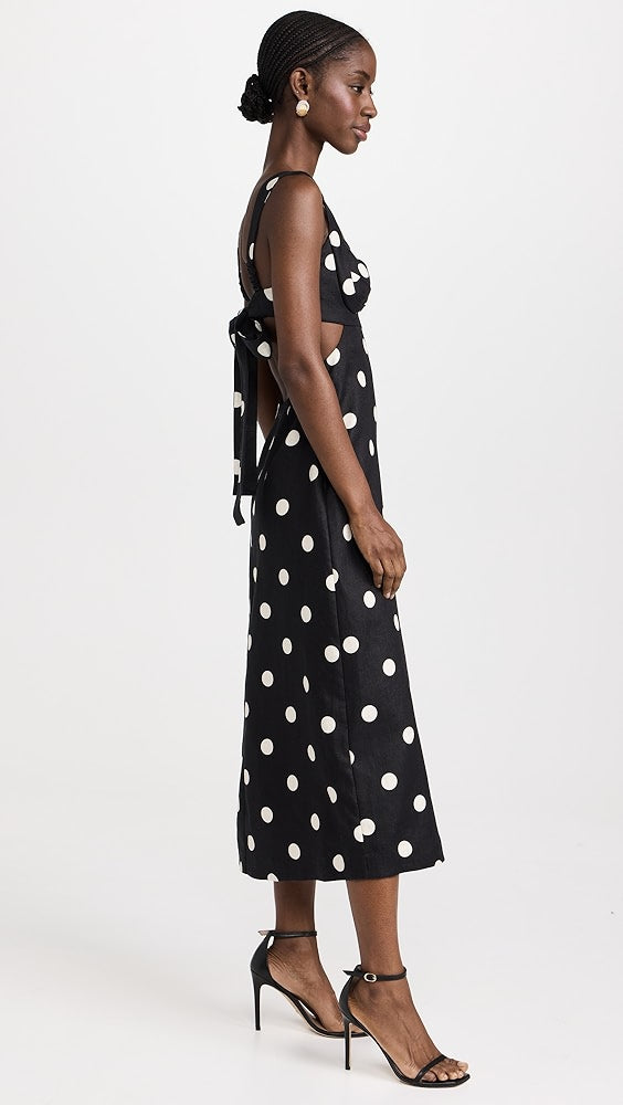 Crush Midi Dress, Black/Cream Dot