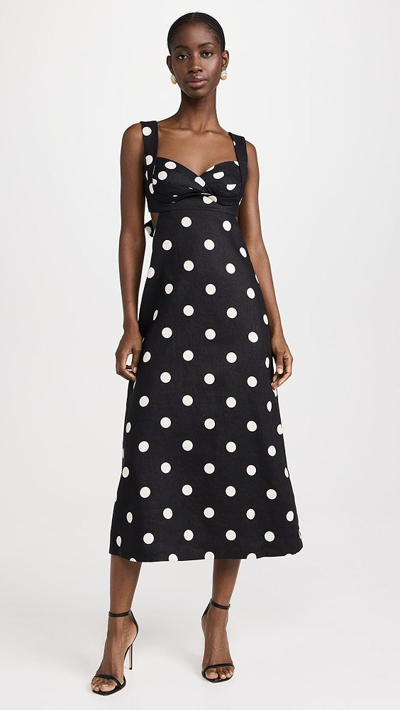 Crush Midi Dress, Black/Cream Dot