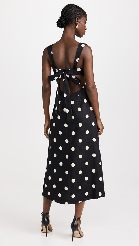 Crush Midi Dress, Black/Cream Dot