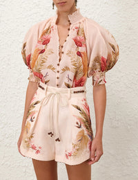 Zimmermann Blouse Ascension Billow Bouse, Cream Palm Floral Soho-Boutique