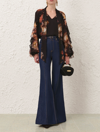Zimmermann Blouse Hypnotic Flutter Blouse, Russet Floral Soho-Boutique