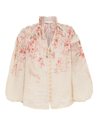 Zimmermann Blouse Illuminate Billow Blouse, Coral Floral Soho-Boutique