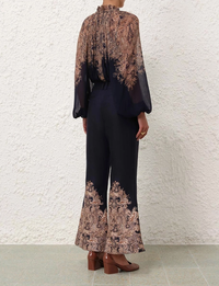 Zimmermann Blouse Natura Billow Blouse, Navy Paisley Soho-Boutique