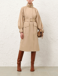 Zimmermann Coat Hypnotic Biker Trench Coat, Latte Soho-Boutique
