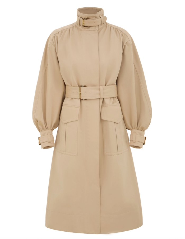 Zimmermann Coat Hypnotic Biker Trench Coat, Latte Soho-Boutique