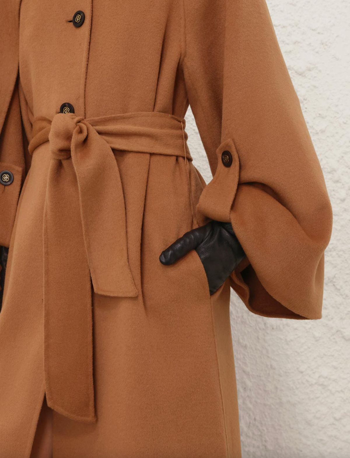 Zimmermann Coat Valiant Wool Scarf Coat, Camel Soho-Boutique