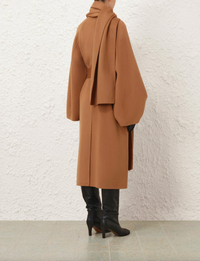 Zimmermann Coat Valiant Wool Scarf Coat, Camel Soho-Boutique