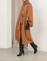 Zimmermann Coat Valiant Wool Scarf Coat, Camel Soho-Boutique