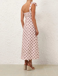 Zimmermann Dress Acacia Midi Dress, Cream Tan Dot Soho-Boutique