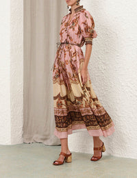 Zimmermann Dress Aster Billow Maxi Dress, Mauve Jacobean Soho-Boutique