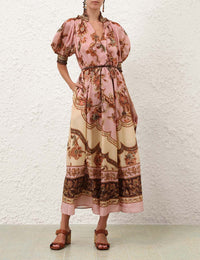 Zimmermann Dress Aster Billow Maxi Dress, Mauve Jacobean Soho-Boutique
