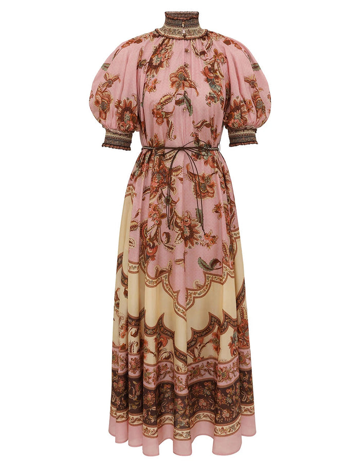 Zimmermann Dress Aster Billow Maxi Dress, Mauve Jacobean Soho-Boutique