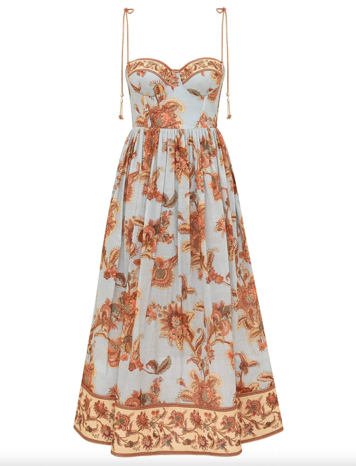 Zimmermann Aster Corset Midi Dress | Blue Jacobean