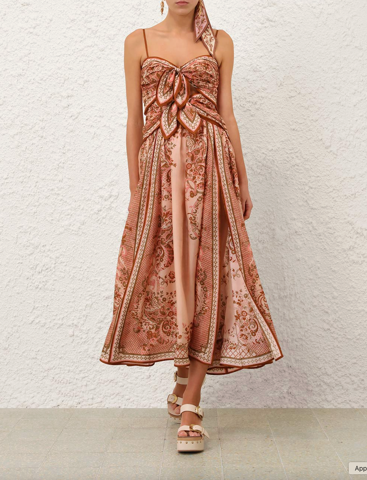 Zimmermann Dress Aster Scarf Midi Dress, Pink Paisley Floral Soho-Boutique