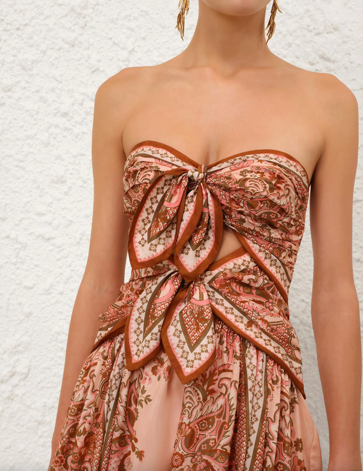 Zimmermann Dress Aster Scarf Midi Dress, Pink Paisley Floral Soho-Boutique
