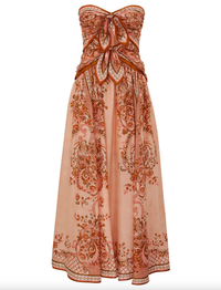 Zimmermann Dress Aster Scarf Midi Dress, Pink Paisley Floral Soho-Boutique