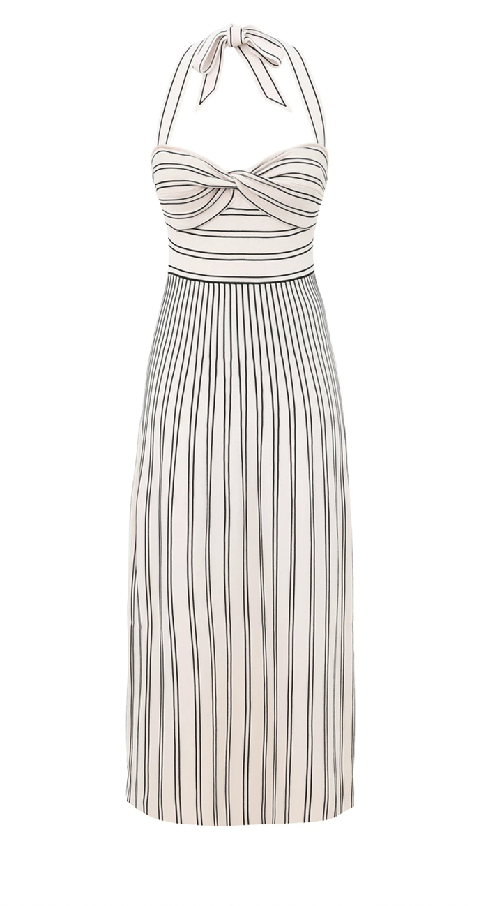 Zimmermann Dress Daylight Twist Midi Dress, Cream and Black Soho-Boutique