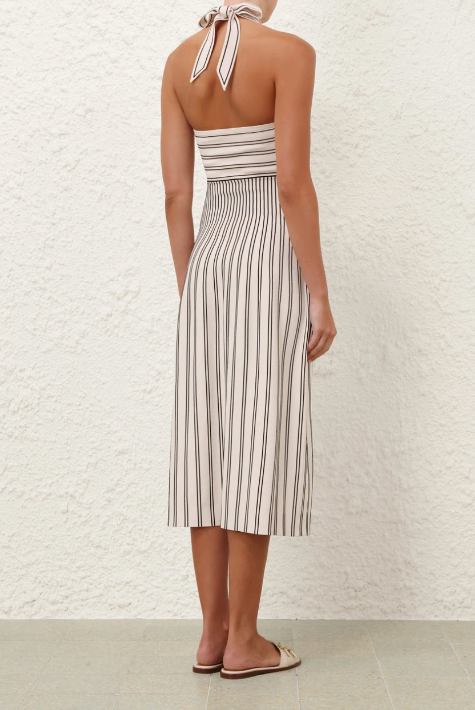Zimmermann Dress Daylight Twist Midi Dress, Cream and Black Soho-Boutique
