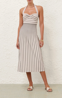 Zimmermann Dress Daylight Twist Midi Dress, Cream and Black Soho-Boutique