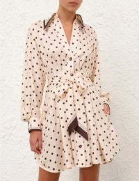 Zimmermann Dress Dot Tuck Mini Dress, Cream Dot Soho-Boutique