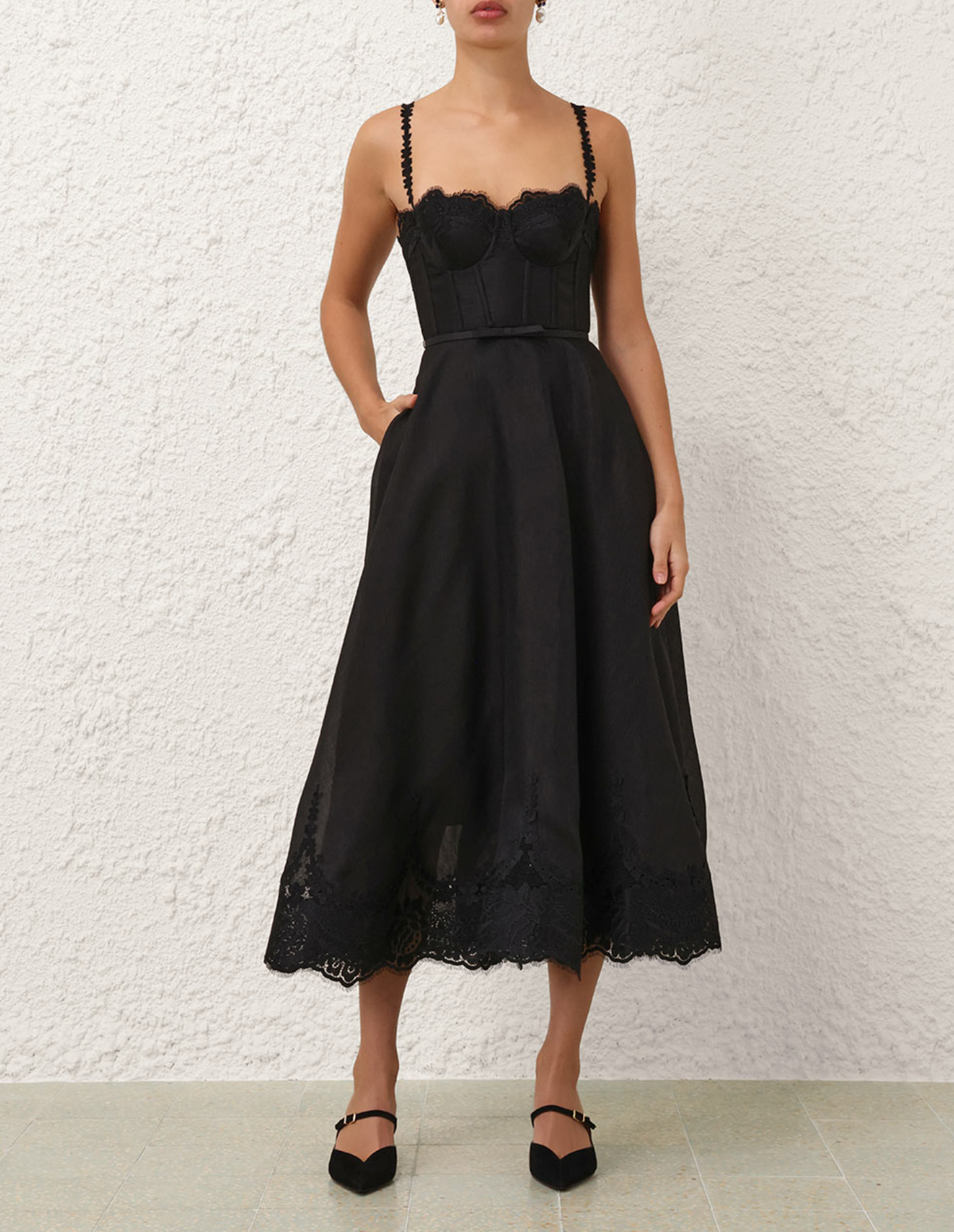 Zimmermann Dress Hypnotic Lace Trim Gown, Black Soho-Boutique
