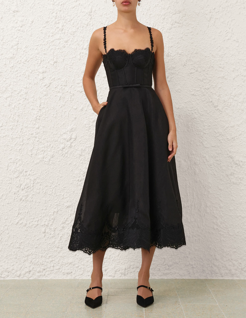 Zimmermann Dress Hypnotic Lace Trim Gown, Black Soho-Boutique