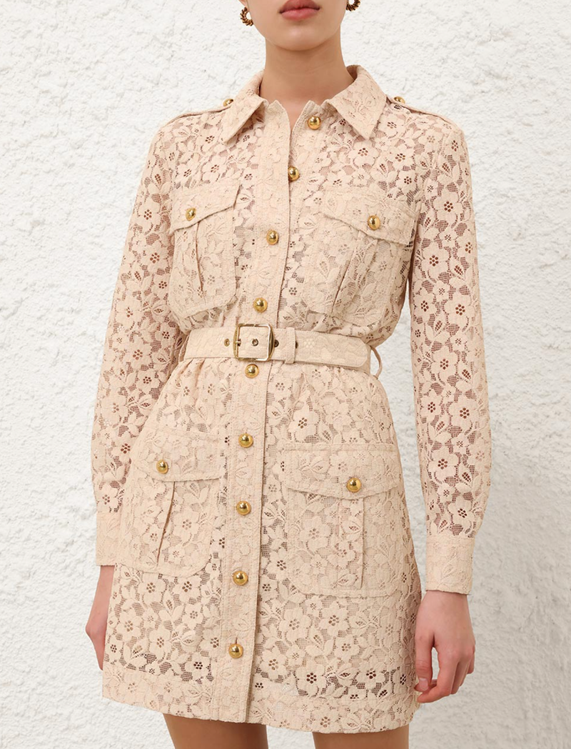 Zimmermann Dress Hypnotic Lace Utility Dress, Cream Soho-Boutique