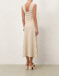 Zimmermann Dress Luna Metallic Halter Dress, Cream Soho-Boutique
